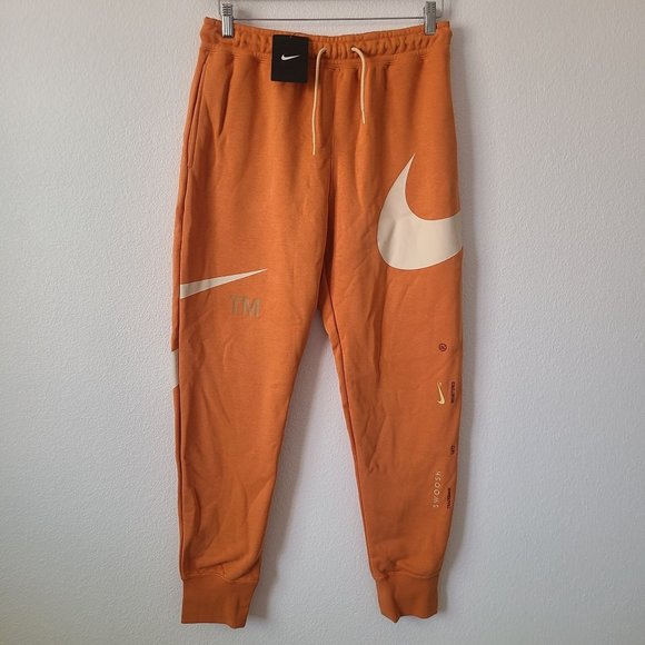 Nike Sportswear Swoosh Fleece Joggers Sweatpants DD6001-808 Size M Orange - Picture 1 of 7